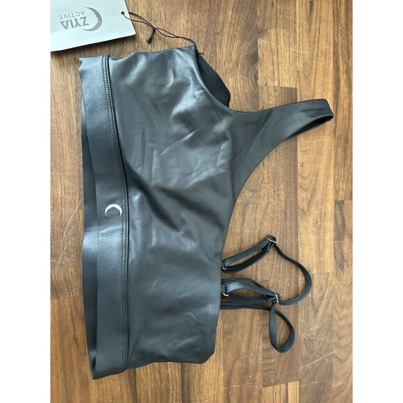 Zyia Black Metallic Light n Tight Asym Bra Large Removable Padding - Picture 7 of 11